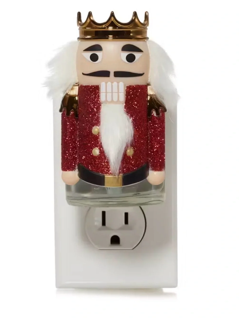 Yankee Candle Glitter Red Nutcracker Holiday Scent Plug w/ crown & white hair